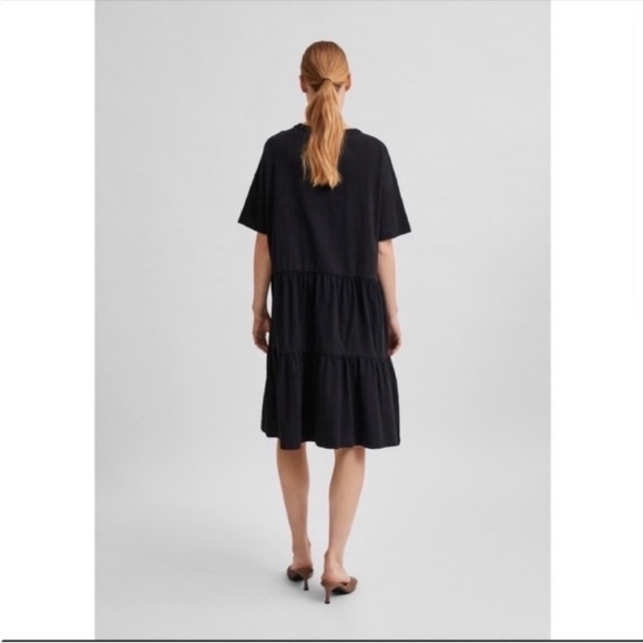 Selected Femme Rylie Tiered Black Dress Size Medium 100% Cotton - Picture 2 of 15